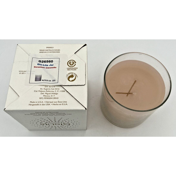 Partylite Glo-Lite Jar Geranium Citronella Candle New in Box P2E/G26560 - Picture 2 of 2